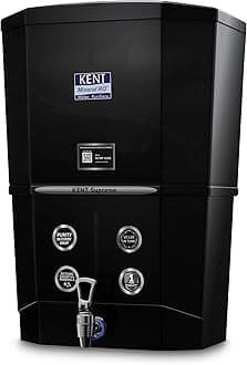 KENT Supreme RO Water Purifier | Advanced RO Tech for Sabse Shudh Paani | RO+UF+TDS Control+UV LED Tank | 8L | 20 LPH | Ideal for Borewell/Tanker/Municipal Water | Largest Service Network | Black