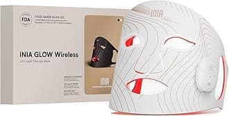 INIA Red Light Therapy Mask for Face, Glow Wireless LED Face Mask Light Therapy with Near-Infrared Red Light (NIR), Rechargeable and Ergonomic Design for Home & Travel