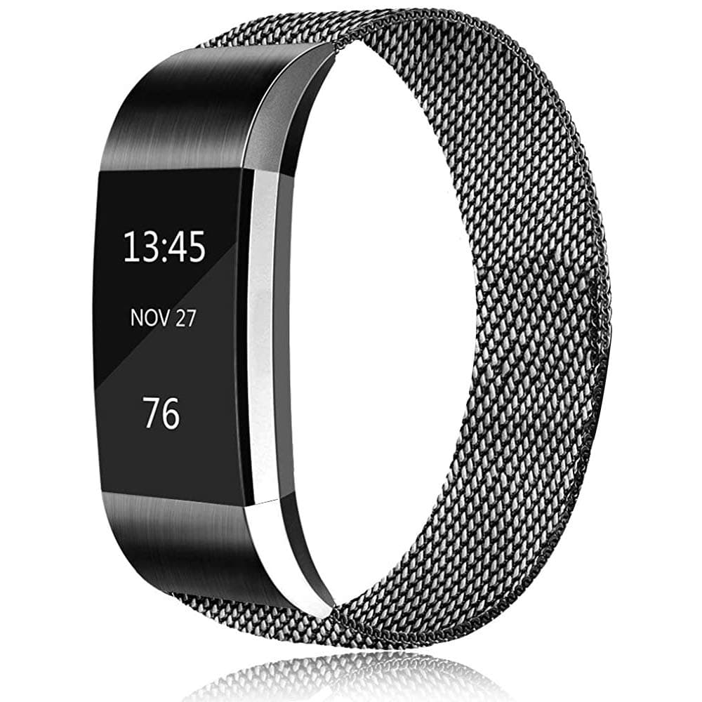 Erencook Replacement Bands Compatible with Fitbit Charge 2, Stainless Steel Metal Lock Replacement Wristband for Women Men Large