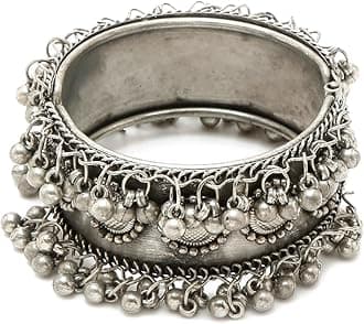 Jewellery for Women Celebrity Inspired Oxidised Silver Plated Cuff Bracelet Bangle for Women and Girls