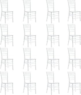 Clear Acrylic Chiavari Chairs, Modern Dining Chairs Set of 16, Accent Event Ghost Chairs for Wedding Party Event Reception