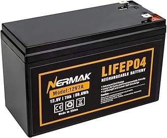 12V 7Ah (7.2Ah) Lithium LiFePO4 Deep Cycle Battery, 2000+ Cycles Lithium Iron Phosphate Rechargeable Battery for Solar Powar, Lighting, Ride on Toys, Fish Finder and More, Built-in 8A BMS