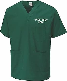 Personalised Embroidered Your Text Scrubs Tunic Health Care Hospital Medical Uniform Women Men Nurse Uniform Workwear Doctor Nurse Dress V Neck Line Regular Fit Top