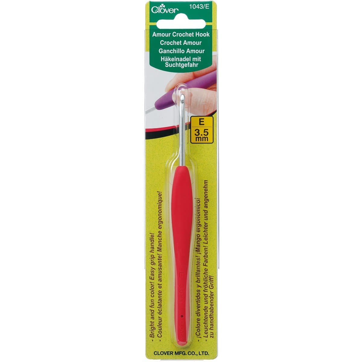 1043/E Magenta Amour Crochet Hook, Size E, 3.5mm, Red