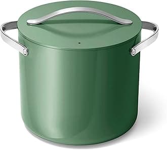 Caraway Stock Pot - 12 Qt Ceramic Coated Pot With Lid - Fee From Forever Chemicals - Large Pot for Bigger Batches - Sage
