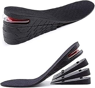 Height Increase Insoles 2-4 Layer 5cm-11cm Taller Shoes Insoles Heel Insert for Men and Women, Black, 4-Layer