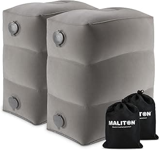 Inflatable Travel Foot Rest Pillow, Kids Airplane Bed, Adjustable Height Leg Pillow, Make a Flat Bed for Toddler, Fits for Airplane, Car（Grey, 2 Pack）