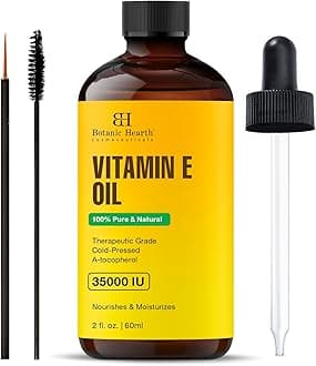 - Botanic Hearth Vitamin E Oil 2 Fl Oz |100% Pure and Natural- Cold Pressed & Hexane Free Natural Hair Growth Oil for Eyelashes, Eyebrows, Skin, Body, Face, Nails & Scalp