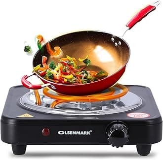 OMHP2278 Single Burner Electric Hot Plate, 1000W - Plate Diameter 185 mm - Variable Heat Settings - Overheat Protection - Light Indicator - Auto-Thermostat Control