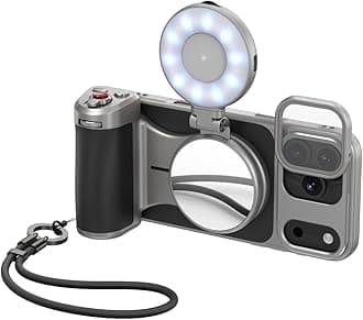 TELESIN Master Grip Kit for iPhone 17 Pro Max, Magnetic Phone Camera Grip with C03 Selfie Light+ UV Filters, Creator Kit Built-in 3200mAh Battery Wireless Charging - Cooling Graphene Case, Handle Grip