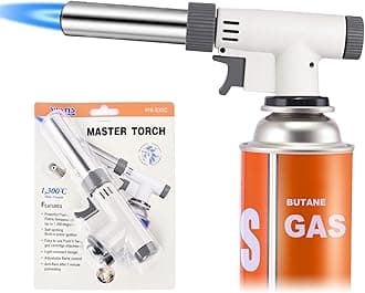 Butane Torch Kitchen Blow Lighter, 360 Degree Reverse Professional Chef Culinary Torch with Safety Lock and Adjustable Flame for Cooking Crème Brulee Soldering Baking (Butane Gas Not Included)