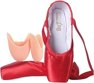 Daydance Ballet Pointe Shoes Girls Women Ribbon Ballerina Shoes with Toe Pads