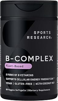 Vitamin B-Complex - Full Spectrum of B Vitamins with Methylated B12 & Folate - Gluten Free · Plant-Based · Non-GMO · Vegan-Friendly Formula - 60 Veggie Softgels