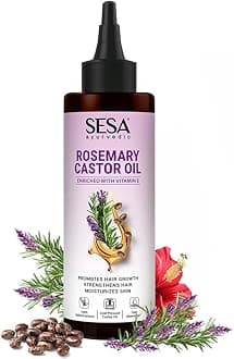 Sesa Rosemary Castor Hair Oil for Hair Growth & Hair Fall Control | Ayurvedic Oil with Sesame & Hibiscus | Strengthens Roots & Nourishes Scalp | For Dry Hair & Skin | 200ml