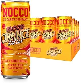 NOCCO BCAA DRINK | Blood Orange Del Sol 330 ml | BCAA | 105 mg Caffeine | Energy Drink | Buxtrade | Various Quantities (24 Cans)