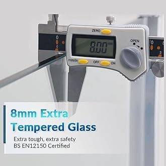 ELEGANT Walk in Shower Screen Bath Panels Wet Room Shower Screens for Bathroom 8mm Easy Clean Glass Shower Enclousre 760mm with 300 mm Return Panel