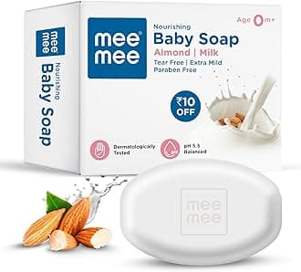 Mee Mee Nourishing Baby Soap for Bath Bar with 100% Natural Almond Oil & Milk Extract, Dermatologically Tested for Soft Baby Skin, 75 Gram