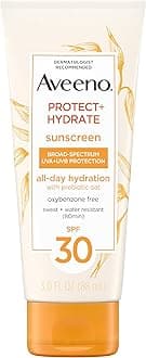 Protect + Hydrate Moisturizing Sunscreen Lotion with Broad Spectrum SPF 30 & Prebiotic Oat, Weightless Sweat & Water-Resistant Full Body Sunscreen, Oxybenzone-Free, 3.0 fl. oz