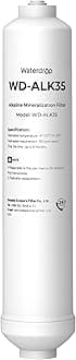 Alkaline Water Filter WD-ALK35, Alkaline Filter for Reverse Osmosis System, 9.5 pH Balance and Restore Minerals, Under Sink Water Filter, 1/4" Quick Connect