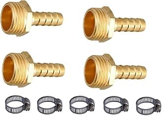 ESEKSAFAR 1/2" inch BSP Thread Barb hose fitting 1-Way Union Pipe Joint, Hose clamp 5pc (Male 4pc 1/2" Thread x Barb Hose fitting 5/16" (8mm))