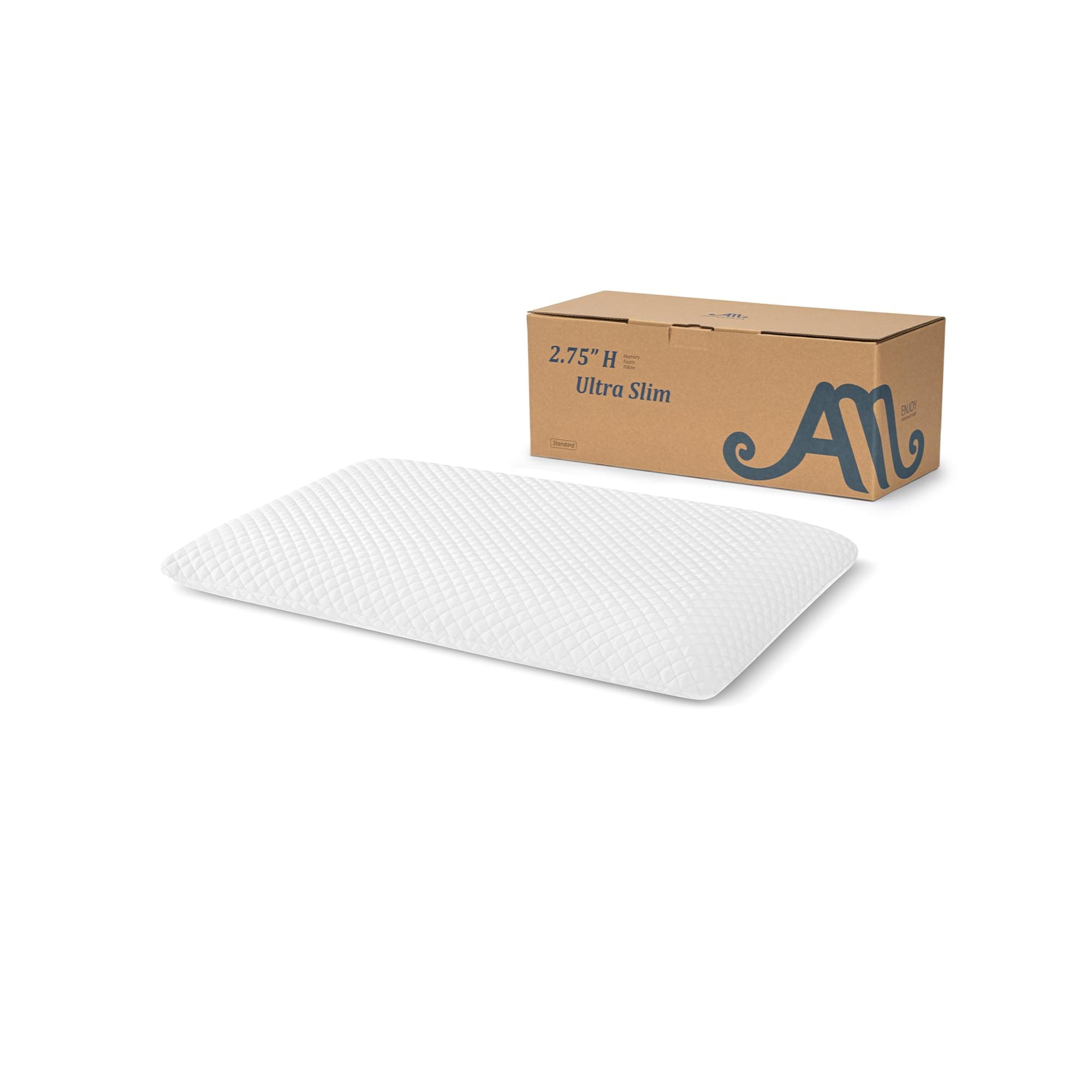 AM AEROMAX 2.75 Inches Standard Size Hyper Slim Memory Foam Pillow for Stomach and Back Sleepers - Thin, Flat Design for Cervical Neck Alignment and Deeper Sleep.