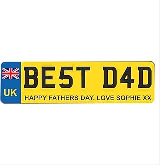 Custom License Plate Plaque - Personalised Number Plate in Wood or Acrylic - Ideal for Kids' Cars, Lorry Drivers, New Car, Just Passed (UK Design, Acrylic Large 29cm)
