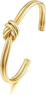 WOWORAMA Dainty Gold Cuff Bracelets for Women Delicate Thin Wire Open Bangle Bracelets Stackable Minimalist Wrist Cuff Bracelets Flexible Adjustable Size