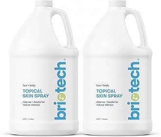 BRIOTECH Topical Skin Spray, Hypochlorous Acid for Sensitive Skin, HOCl Facial Mist, Full Body Support Against Irritation, Calm Redness, Soothe Foot & Scalp, 1 Gallon Refill (2 Pack)