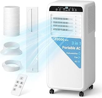DollarDash 10000 BTU Portable Air Conditioner, AC Unit 3-in-1 Fast Cooling with Fan & Dehumidifier, Covers 500 Sq.Ft, Remote Control, 2-Speed, 24H Timer & Install Kit, Freestanding for Home, Office