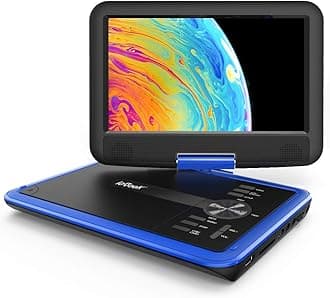 ieGeek 11.5 inch Portable DVD Player 360° Swivel Screen, AV-in/Out, SD Card and USB Port, 5h Rechargeable Battery, Support Resume Function, Region-free Blue