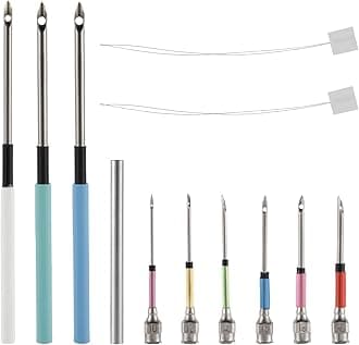 12pcs Punch Needle Kits, Embroidery Needles Set Punch Needle Tool Yarns Sewing Needles with 6 Size Punch Needle Heads for Adults Beginner Floss Cross Stitch Needlework DIY Craft Supplies