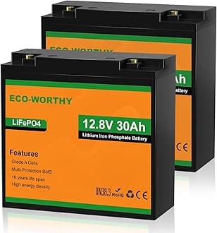 2 Pack 12V 30Ah LiFePO4 Lithium Battery for Fish Finder, Outdoor Camping and Ham Radio, 3000+ Deep Cycle Rechargeable Battery