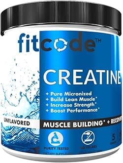 fitcode Creatine Monohydrate 5 Grams of Pure Micronized Creatine Monohydrate for Muscle Building, Recovery, Strength & Stamina, Unflavored Powder, 60 Servings