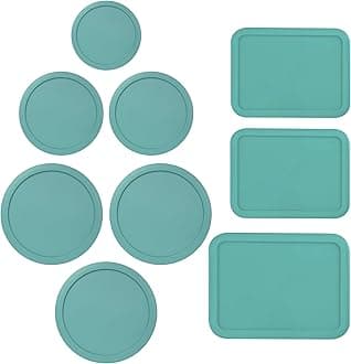 Replacement Lids for Pyrex Glass Food Storage Containers Rectangular (1) 1-Cup (2) 2-Cup (2) 4-Cup (1) 7-Cup (2) 3-Cup (1) 6-Cup Round Rectangle (Turquoise)