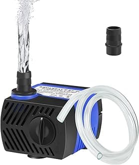 Small Fountain Pump, 80 GPH Mini Submersible Water Pump with 3.3 ft Tubing, for Aquarium Fish Tank, Pet Water Fountain, Hydroponics, Pond Waterfall Filter Pump