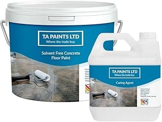 T A Paints Ltd 100% Epoxy Resin Concrete Floor & Garage Paint Low Odour Solvent Free Heavy Duty Two Pack Coating Industrial, Factory Floor Paint 5Kg Black