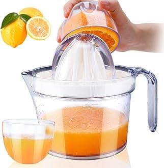 Citrus Juicer, Sunhanny Orange Lemon Manual Hand Squeezer, Anti-Slip Lid Rotation Reamer Lime Press, 17-Ounce Capacity, Clear
