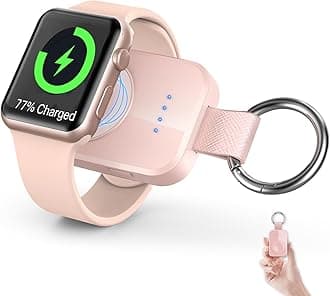 i.VALUX Portable Wireless Charger Compatible with Apple Watch Series 11,10,9,8,7,6,5,4,3,2,SE,Ultra 1/2/3,Mini 1000mAh iWatch Smart Keychain Power Bank,41/45/44/42/40/38/49mm Travel Charger Gift(Pink)