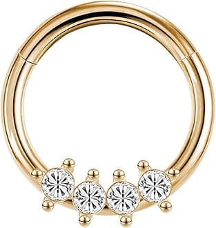 Hoop Nose Rings for Women Septum Nose Rings Gold Silver 16g Nose Piercings Jewelry 316L Surgical Steel Conch Rook Helix Piercing Jewelry CZ Cartilage Hoop Earring