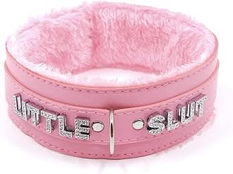 paloli Pink Choker Necklace for Women Leather Collar Fluffy Punk Leash Neck Choker Gothic Cosplay Sexy Jewelries