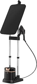 IXEO Steamer for Clothes with Ironing Board 65 Inches 45 Second Heatup, 1 Liter Capacity 1500 Watts Ironing, Portable, Fabric Steamer, Garment Steamer, Adjustable QR1410,Black