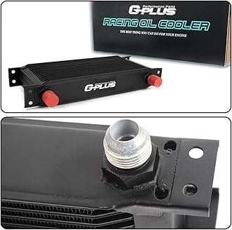 G-PLUS 30 Row AN10-10AN Universal Aluminum Engine Transmission Oil Cooler Kit + Oil Filter Adapter Kit Black