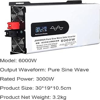 5000W 6000W 8000W 10000W 12000W Pure Sine Wave Inverter Power Inverter DC 12V 24V 48V 60V 72V to 110V 220V AC Converters Voltage Transformer Solar Inverter for RV/Outdoor/Camping(6000W,72Vto220V)