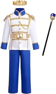 AWIBMK Boys Prince Charming Costume - Kids Medieval Royal King Outfit for Halloween Cosplay Dress Up
