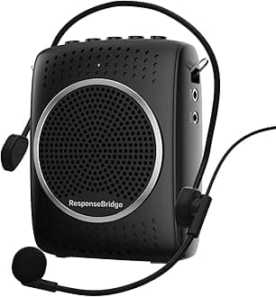 ResponseBridgeVoice Amplifier Adjustable Microphone Headset, 8W Original Sound Portable Microphone and Speaker, USB-C Rechargeable Personal Mini Pa System for Teachers Classroom Yoga Gym Pastor Ect