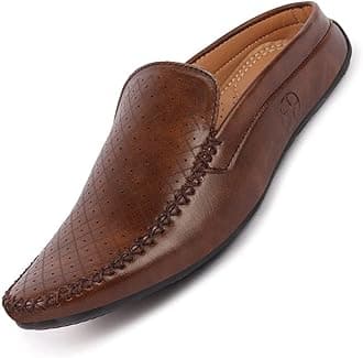 Mens Perforated Stylish Driving Moccasins | Half Shoes for Office & Outings | Driving Loafers | Casual and Formal Mules | Soft Cushioned Insole