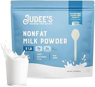 Judee's Gluten Free Non-Fat Milk Powder 5 lb - 100% Non-GMO, Keto-Friendly - rBST Hormone-Free, Gluten-Free and Nut-Free - Good Source of Protein and Calcium - Made in USA