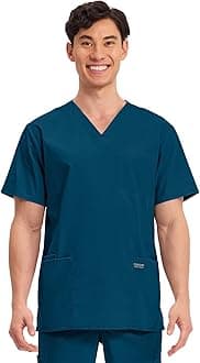 Men's V-Neck Top Traditional fit with 4 Pockets, Ultra Soft, Durable, Fade Resistant, 2-Way Stretch Fabric - WW695