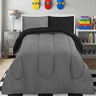 Utopia Bedding Black/Grey Kids Comforter Set with 2 Pillow Shams, 3 Piece Soft Microfiber Twin Bed Comforter with Pillow Shams, Printed Kids Bedding for Boys and Girls, Breathable, Easy Care