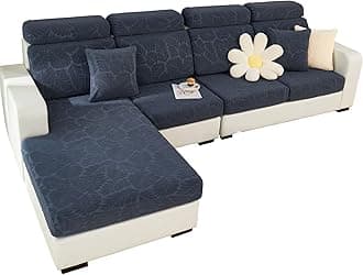 MIFXIN Couch Cushion Covers Magic Sofa Cover Wear Resistant Stretch Universal Couch Slipcovers L Shape Sofa Cushion Cover Chaise Furniture Protector (Leaves Dark Grey, Backrest Cover)